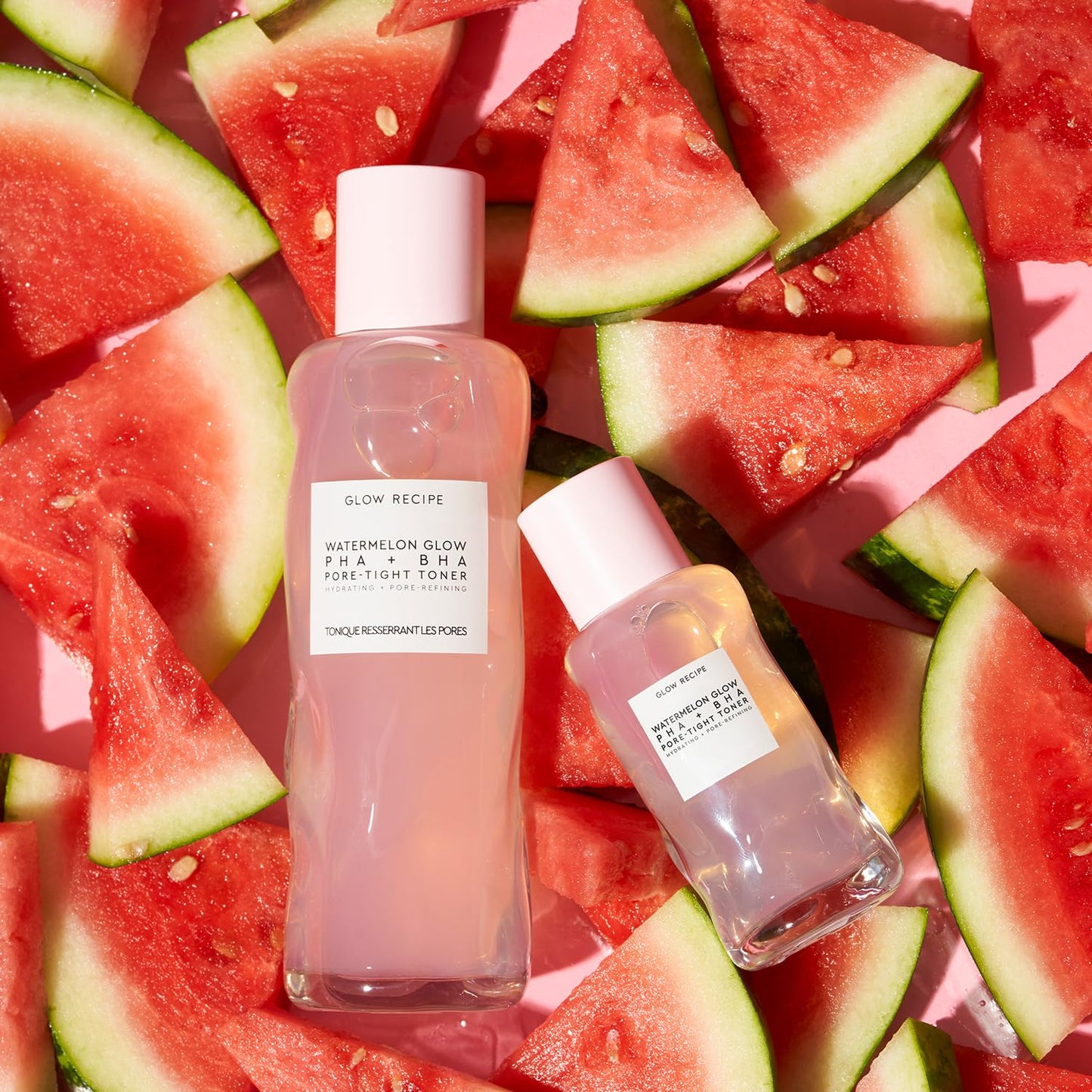 Glow Recipe Watermelon Glow Niacinamide Dew Drops Serum (15 ml) + PHA + BHA Pore Tight Facial Toner (40 ml) + Plum Plump Hyaluronic Cream (20 ml) - Vegan Skin Care for Glowing Skin