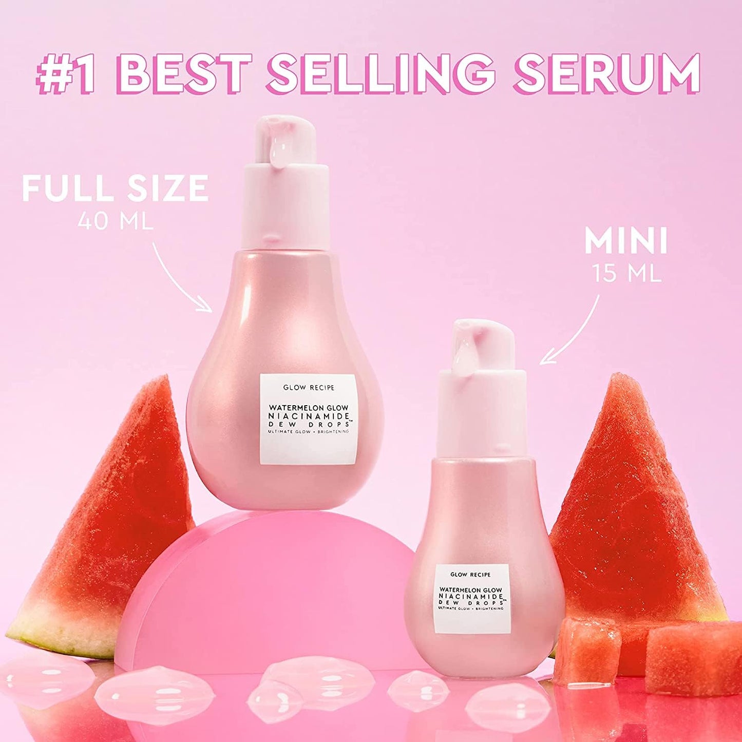 Glow Recipe Niacinamide Dew Drops Facial Serum & Makeup Primer (40 ml) + Watermelon Glow Pink Juice Hydrating Face Moisturizer (50 ml) + Refillable Pink Juice Hydrating Face Moisturizer (50 ml)