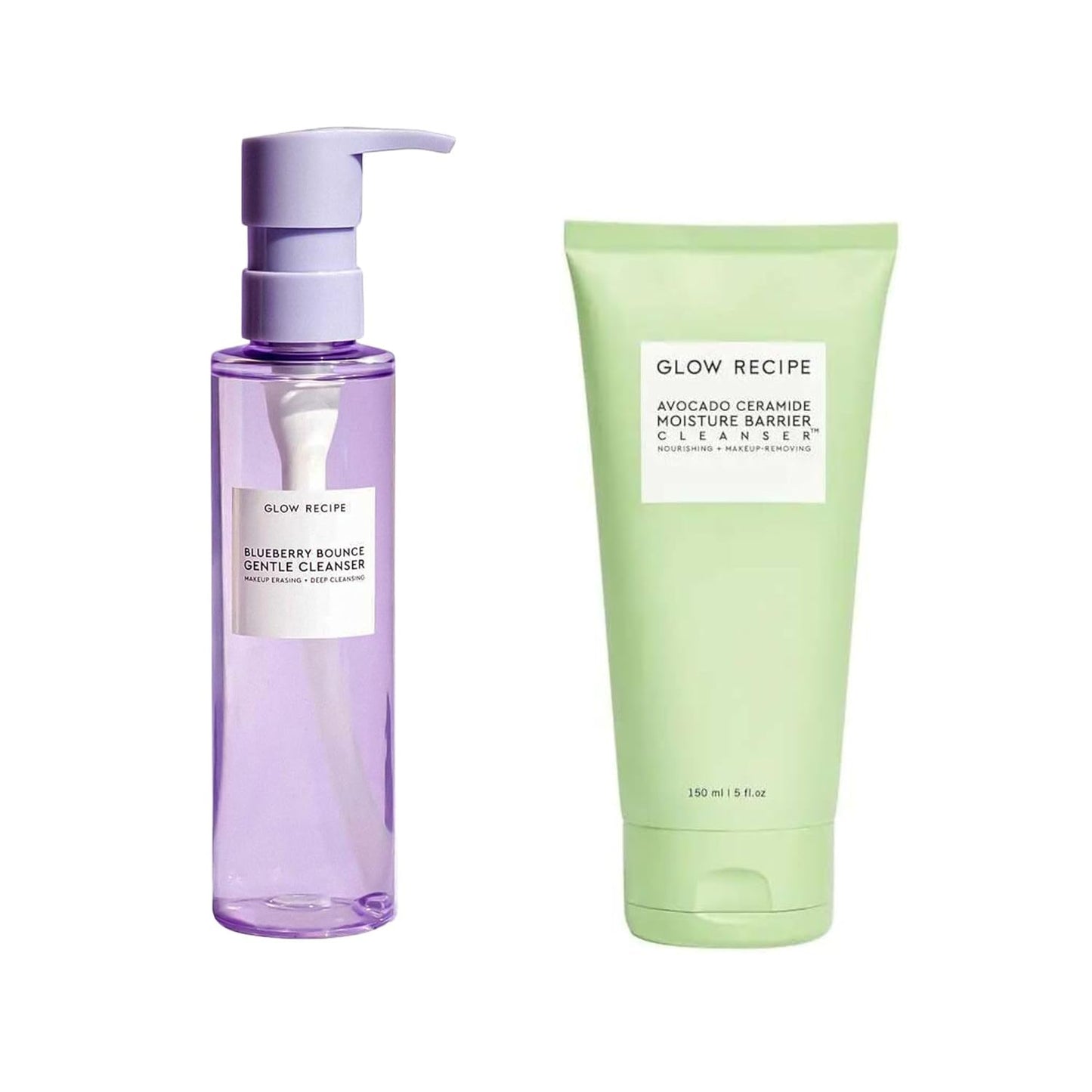 Glow Recipe Nourishing Double Cleanse Duo - Blueberry Gentle Cleanser (160ml) + Avocado Ceramide Moisture Barrier Cleanser (150ml)
