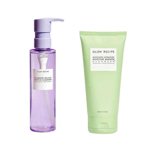Glow Recipe Nourishing Double Cleanse Duo - Blueberry Gentle Cleanser (160ml) + Avocado Ceramide Moisture Barrier Cleanser (150ml)