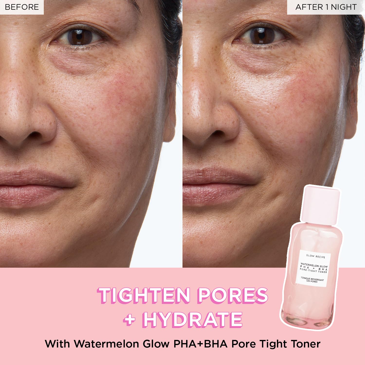 Glow Recipe Watermelon Glow Niacinamide Dew Drops Serum (15 ml) + PHA + BHA Pore Tight Facial Toner (40 ml) + Plum Plump Hyaluronic Cream (20 ml) - Vegan Skin Care for Glowing Skin