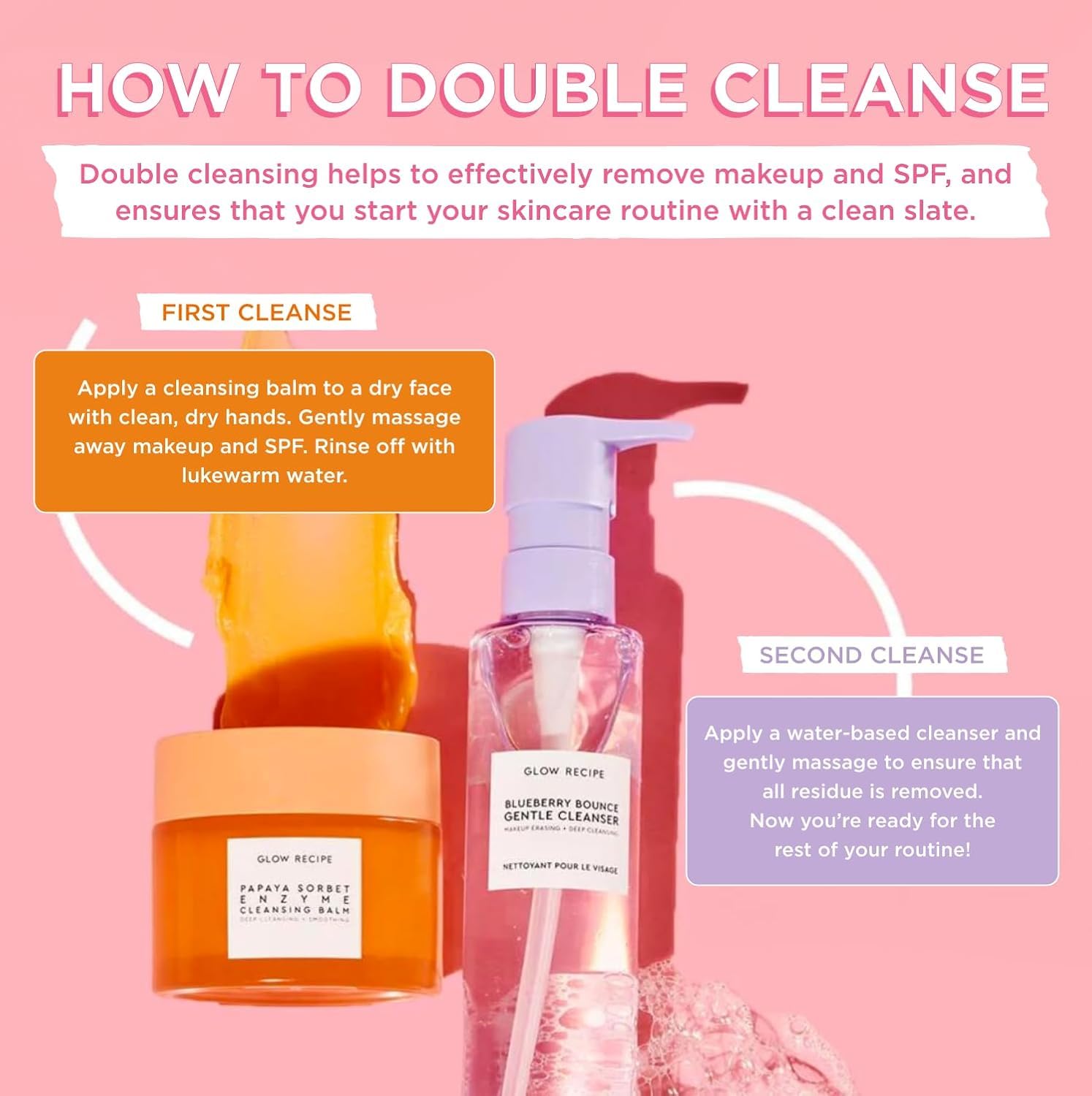 Glow Recipe Clarifying Double Cleanse Duo - Blueberry Gentle Cleanser (160ml) + Papaya Enzyme Cleansing Balm (100ml)