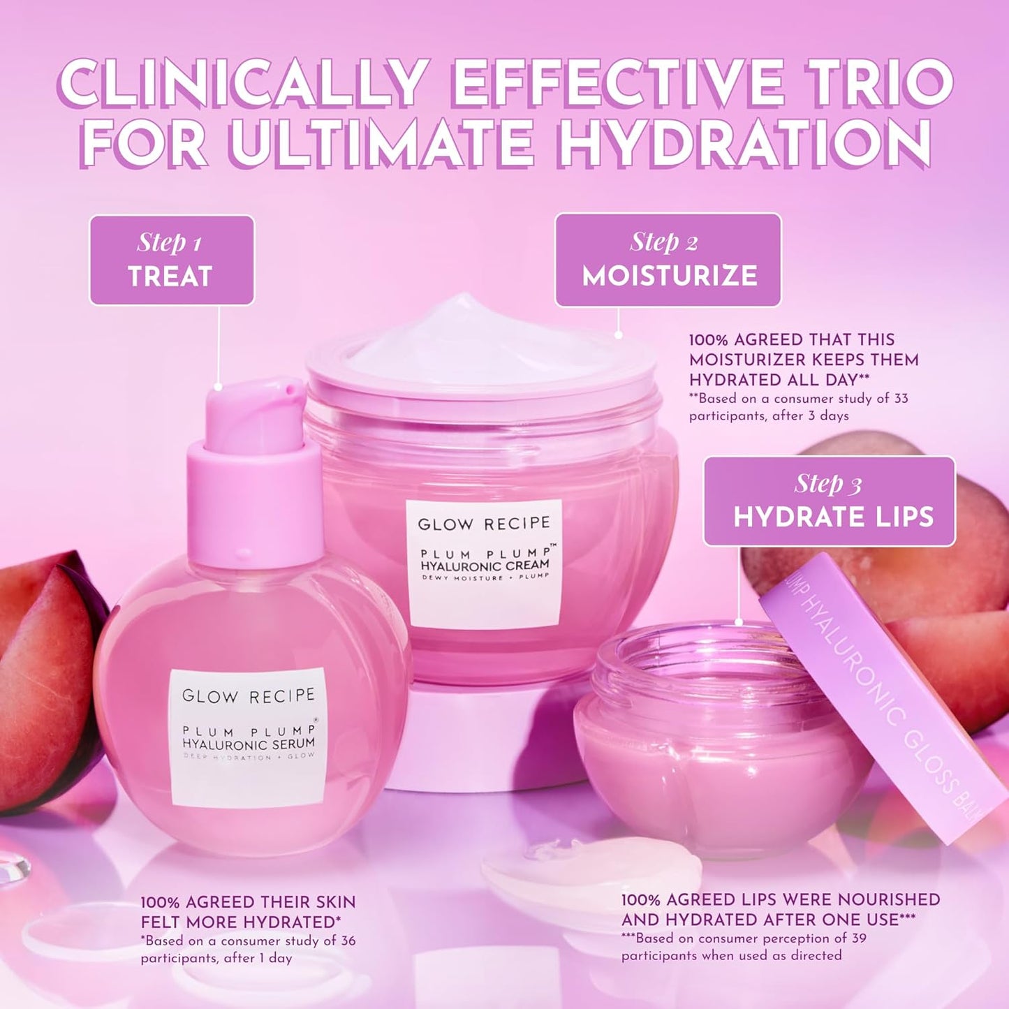 Glow Recipe Plum Plump Hyaluronic Acid Face Cream, Travel Size - Hydrating, Firming & Plumping Facial Moisturizer for Women & Men - Korean Skin Care with Polyglutamic Peptides for Dry Skin (20ml)