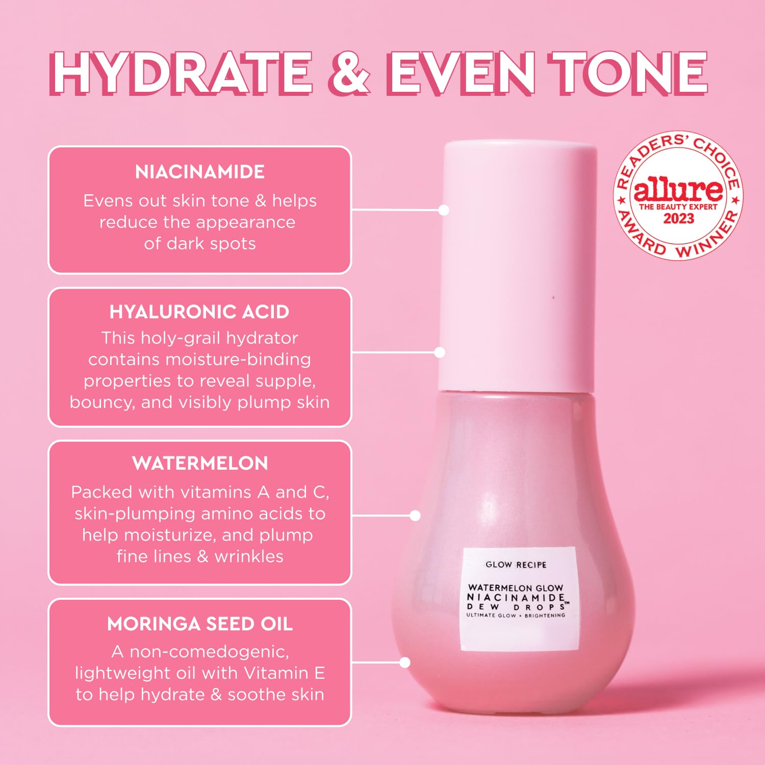 Glow Recipe Stocking Stuffer Niacinamide Serum Dew Drops Ornament - Hydrating Face Serum & Illuminating Makeup Primer for Dewy, Glass Skin + Hyaluronic Acid for Plumping & Highlighting (15 ml)