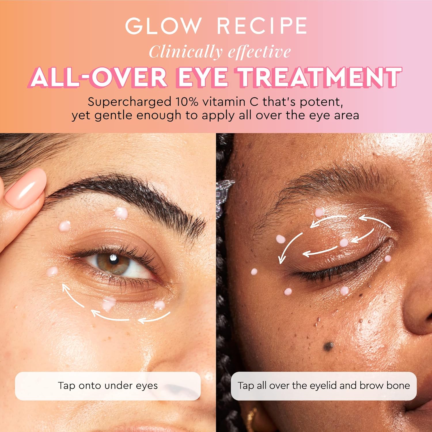 Glow Recipe Guava Vitamin C Brightening Eye Gel - Niacinamide, Peptides & Green Caffeine Gentle Under Eye Cream for Dark Circles, Puffiness & Bags - Lightweight, Hydrating, Firming - Makeup Prep, 15ml