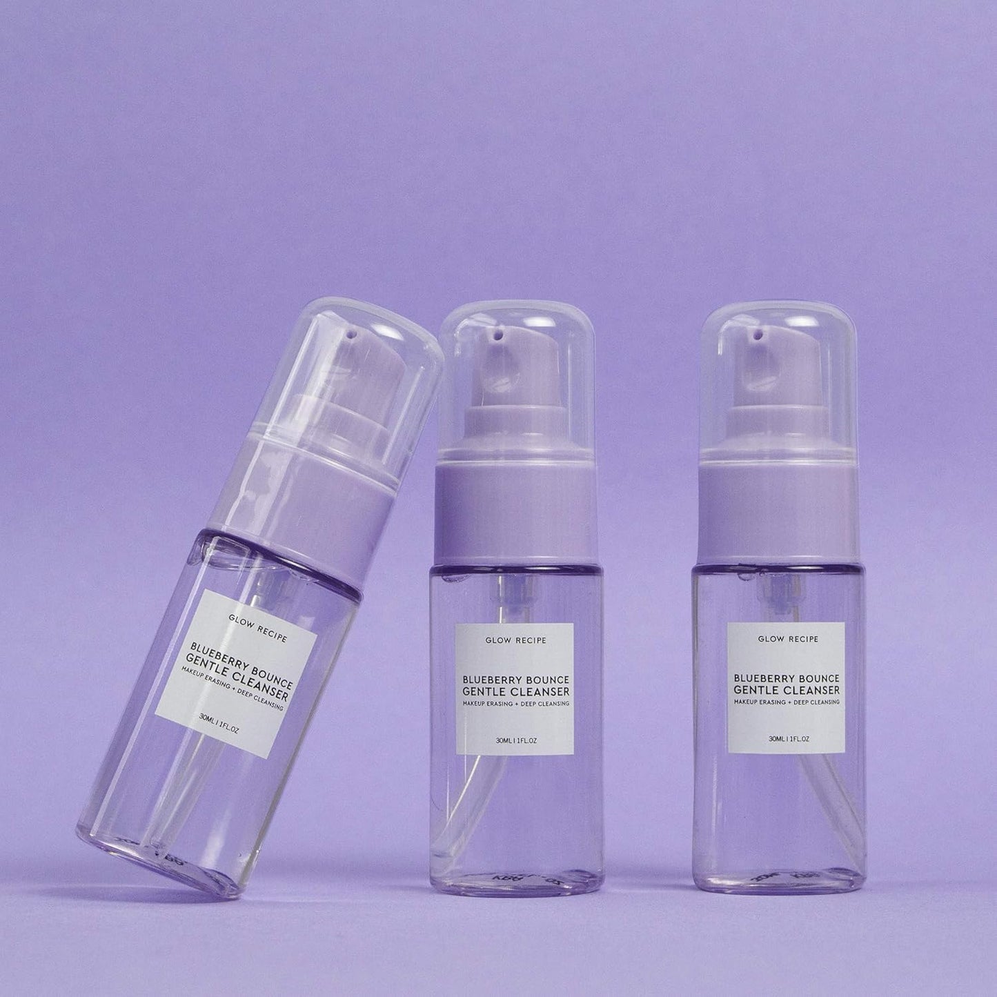 Glow Recipe Blueberry Bounce Exfoliating Face Wash, Travel Size - Foaming Facial Cleanser, Makeup Remover & Clarifying Mask - Hydrating Hyaluronic Acid & Gentle AHA for Sensitive Skin - Vegan, 30ml