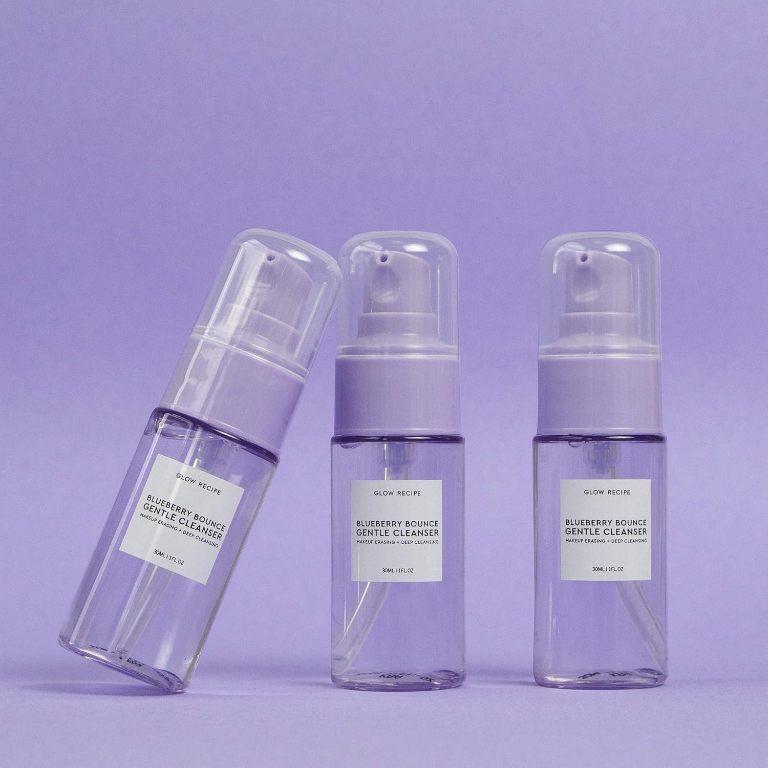 Glow Recipe Blueberry Bounce Exfoliating Face Wash, Travel Size - Foaming Facial Cleanser, Makeup Remover & Clarifying Mask - Hydrating Hyaluronic Acid & Gentle AHA for Sensitive Skin - Vegan, 30ml