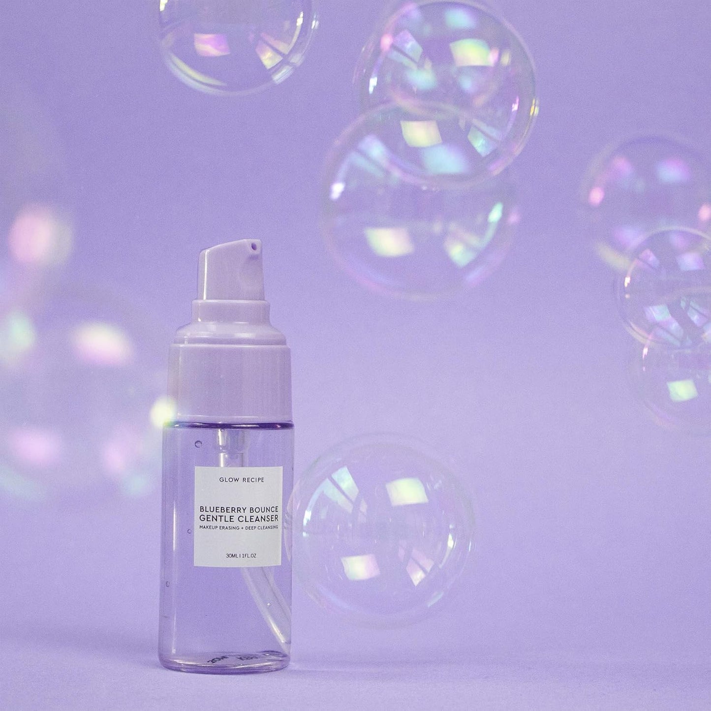 Glow Recipe Blueberry Bounce Exfoliating Face Wash, Travel Size - Foaming Facial Cleanser, Makeup Remover & Clarifying Mask - Hydrating Hyaluronic Acid & Gentle AHA for Sensitive Skin - Vegan, 30ml