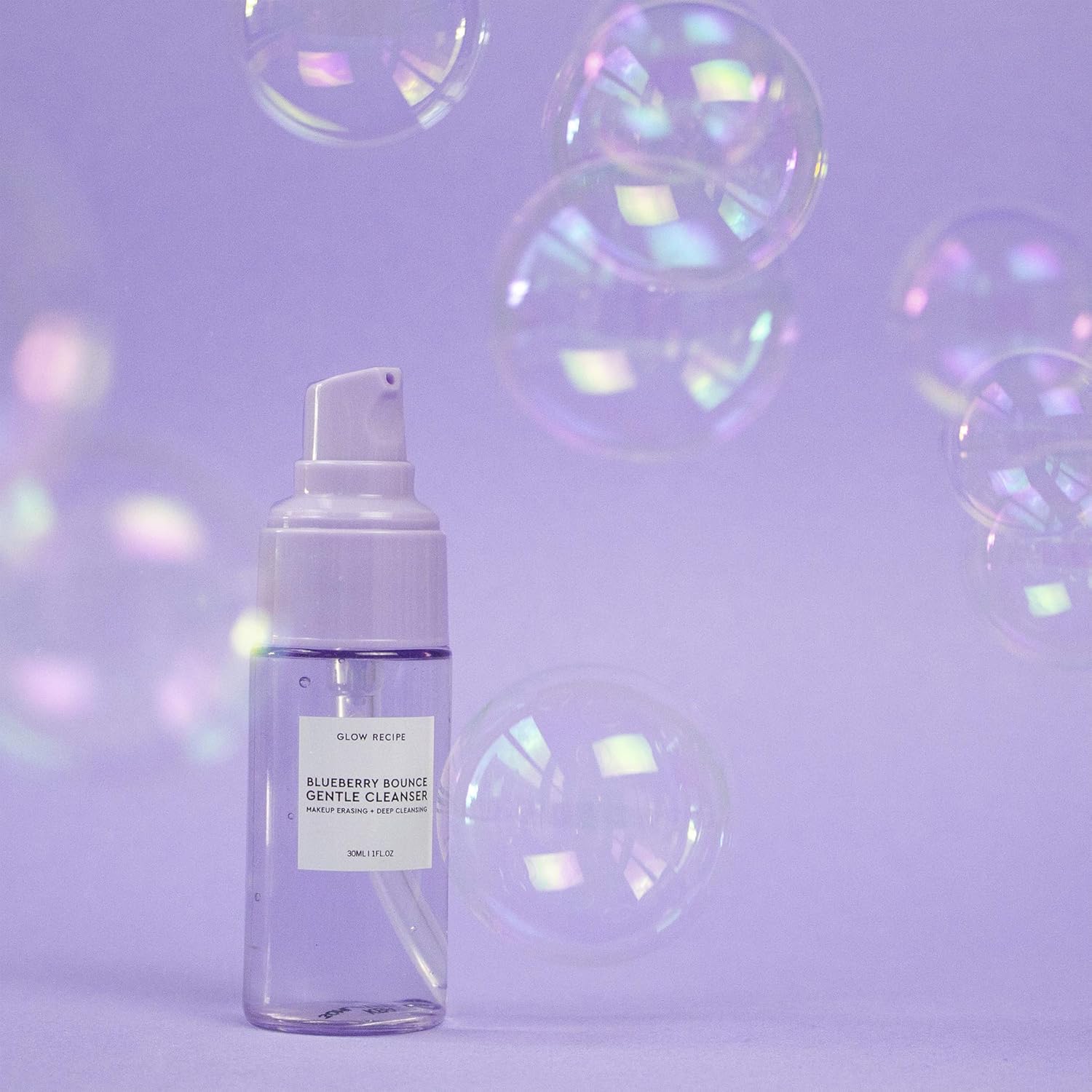 Glow Recipe Blueberry Bounce Exfoliating Face Wash, Travel Size - Foaming Facial Cleanser, Makeup Remover & Clarifying Mask - Hydrating Hyaluronic Acid & Gentle AHA for Sensitive Skin - Vegan, 30ml