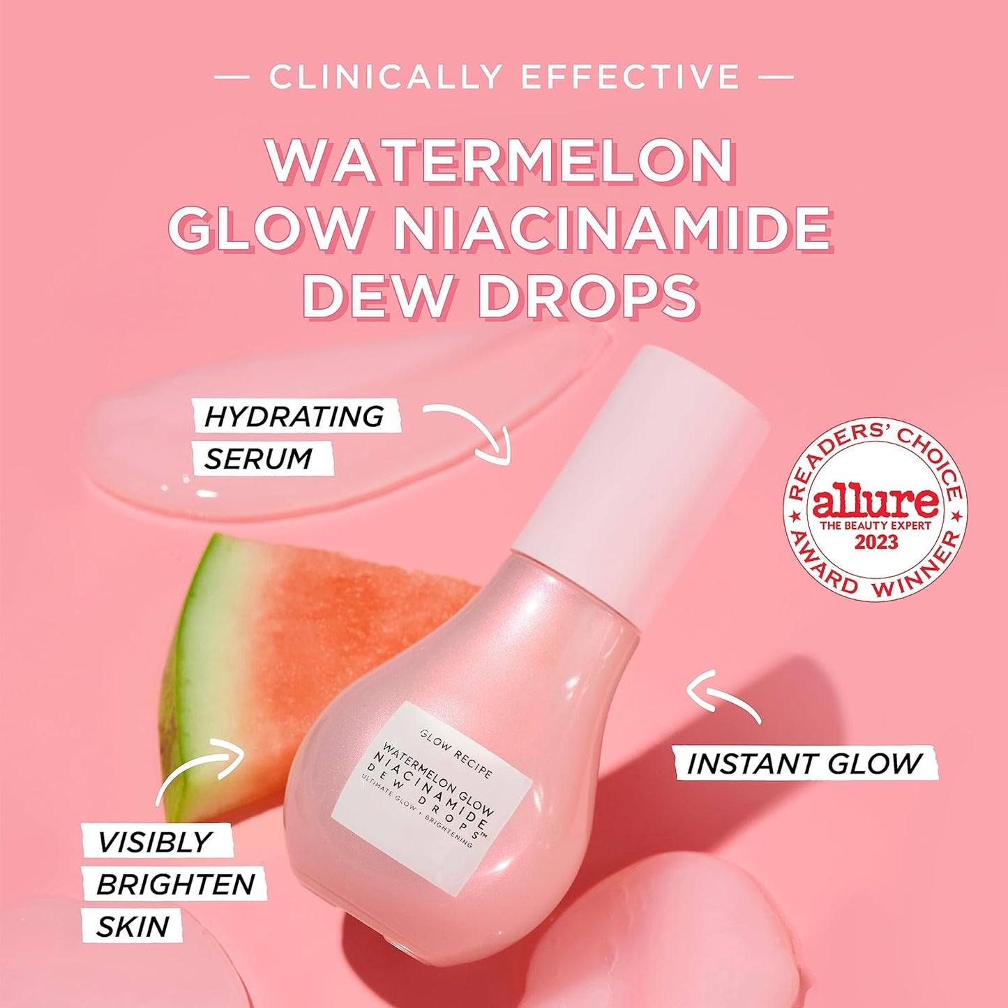 Glow Recipe Niacinamide Dew Drops Facial Serum & Makeup Primer (40 ml) + Watermelon Glow Pink Juice Hydrating Face Moisturizer (50 ml) + Refillable Pink Juice Hydrating Face Moisturizer (50 ml)